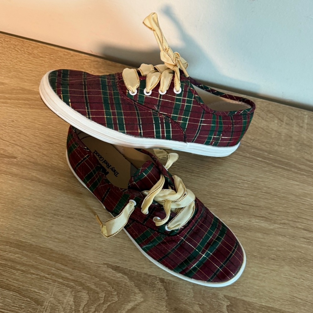 Keds Plaid Vintage Holiday Christmas Canvas Shoes Ribbon Laces - Women's Size 6